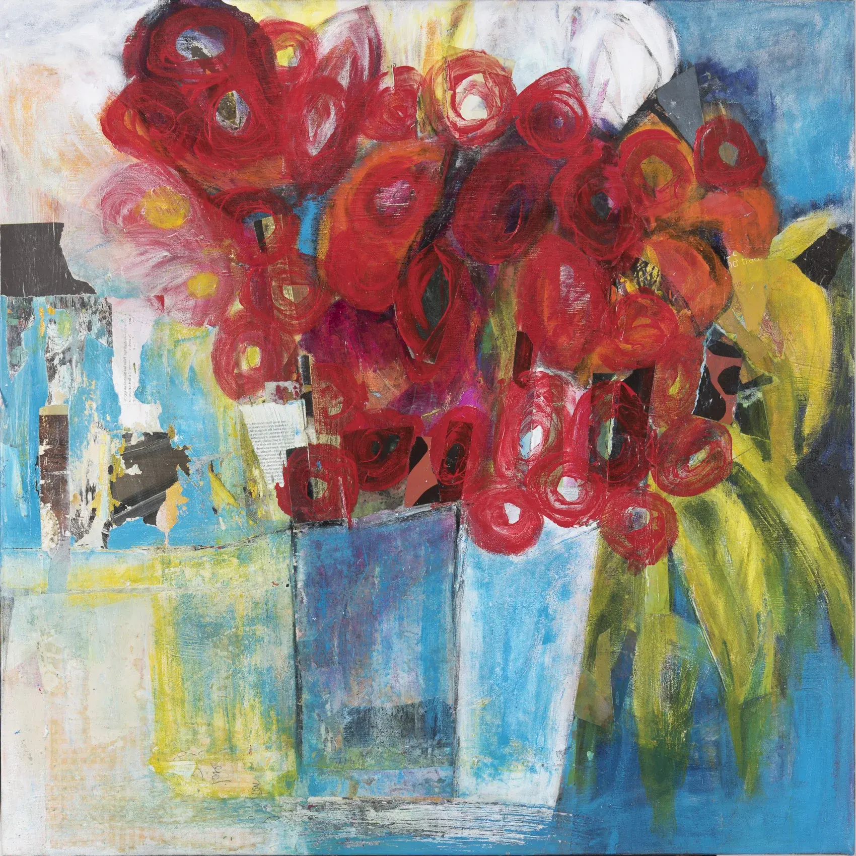 Red Roses In Glass Vase